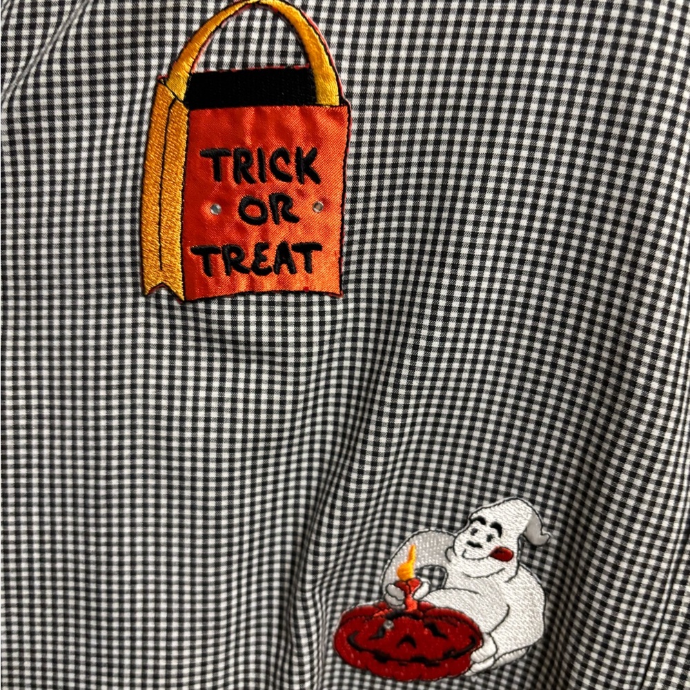 Vintage Millie Deaings Halloween Black and White Checkered Shirt - Picture 3 of 13